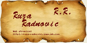 Ruža Radnović vizit kartica